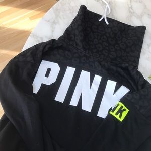 PINK black Leopard turtleneck sweatshirt